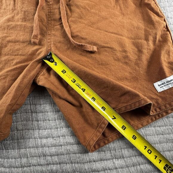 Banks Journal Linen Shorts Mens M Brown 7" Inseam Outdoor Flat Front Cargo - Picture 3 of 7